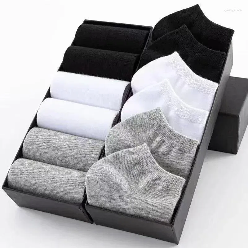 Chaussettes féminines 6 paires / lot sport massif noir blanc gris gris respirant sportif femelle féminine basse tube hommes été