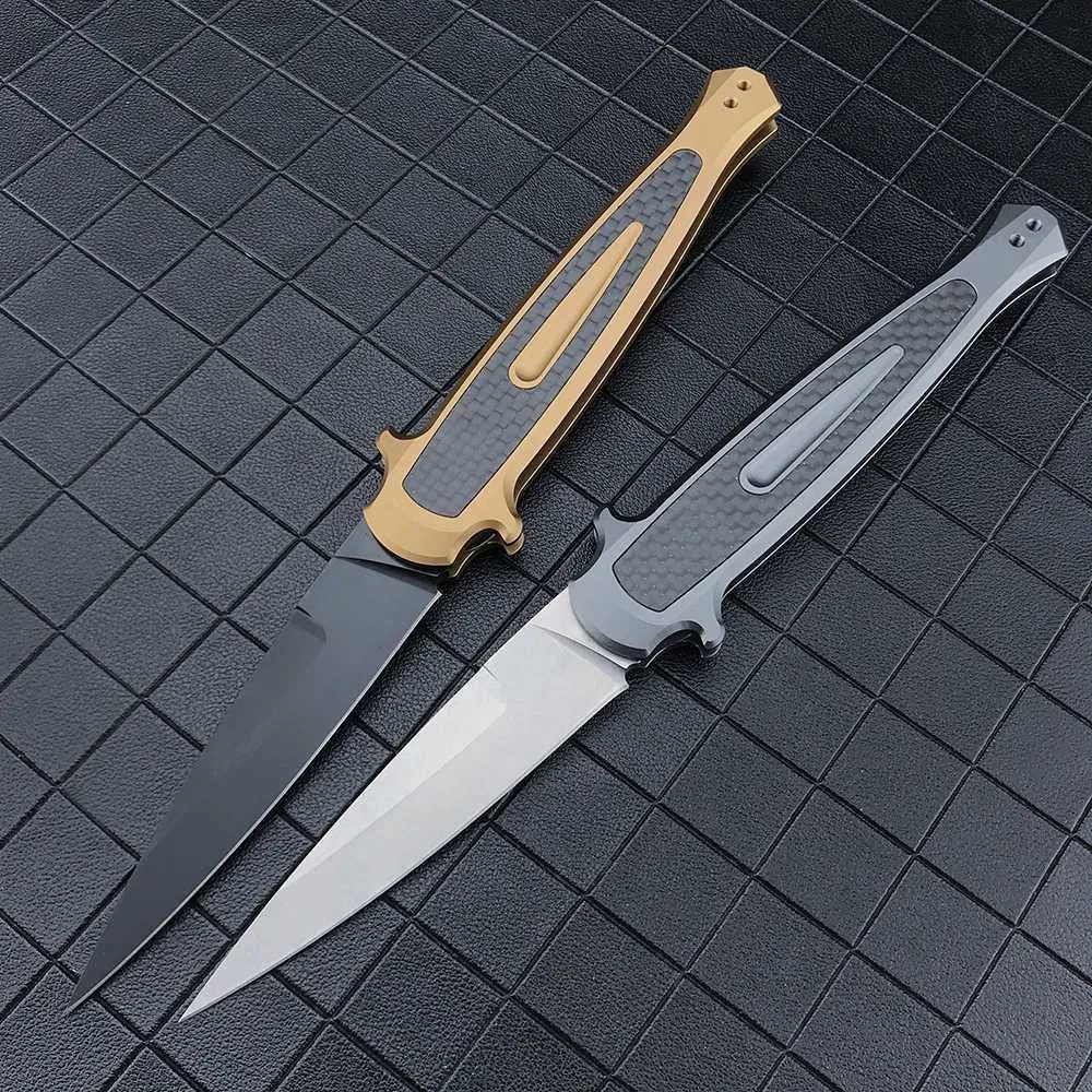 Kniv 7150 A/U/T/O Taktiska knivar Pocket Folding Knife Stonewash D2 Blade Self Defense Aluminium Alloy Survival Combat Knife Men Gift Män