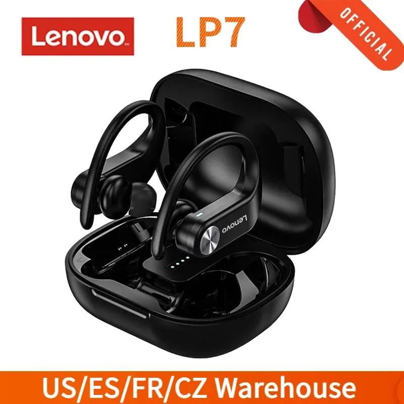 Hörlurar Original Lenovo LP7 Bluetooth 5.0 Earbuds Waterproof True Wireless Hörlurar med dubbla Mic Earphone Sports Headset Laddbox