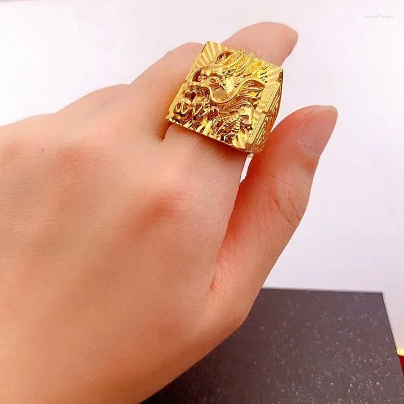 Cluster Rings Real Pure 24K Gold Color Embossed Dragon Ring For Men Bro  Accessories Fine Jewelry Gifts Oro 24 K Better Thick From Breadfruiter,  $16.81 | DHgate.Com