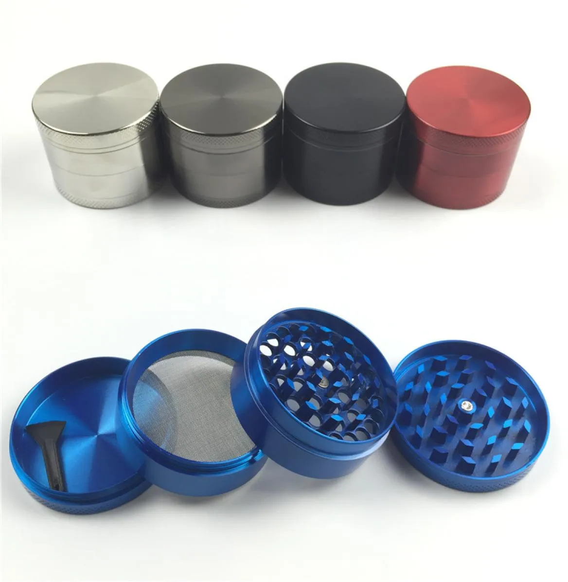 grinder 55mm 4 part Zicn alloy metal grinder with Black Silver Dark grey Blue Red colorful pepper grinder herb tobacco for smoking7595388