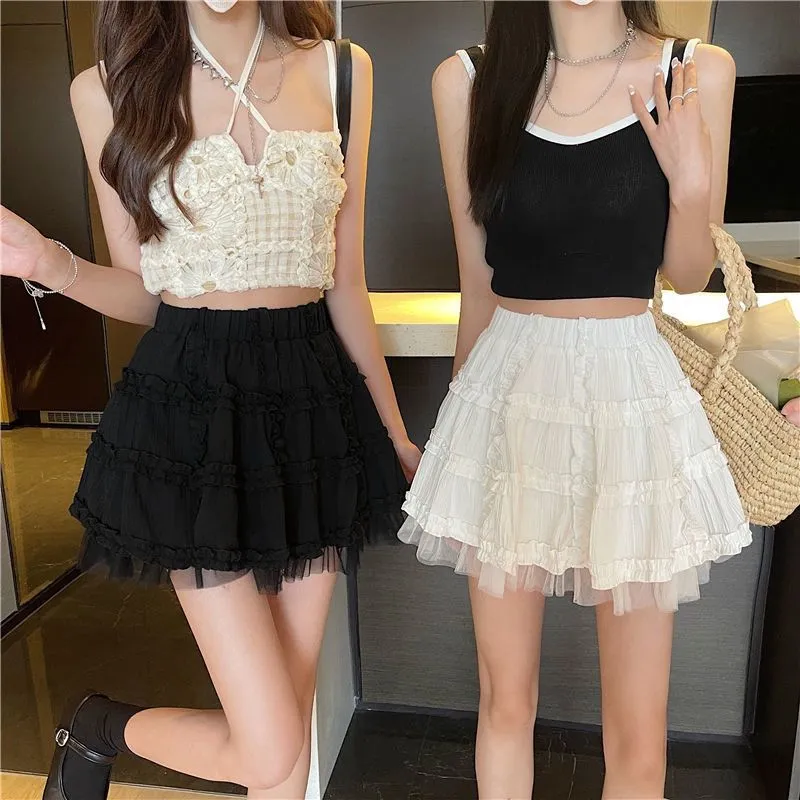 Jupes blanches et noires mini jupe femme noire harajuku mignon jupes moelleuses lolita emo esthétique alt 2023 Corée de vêtements de mode streetwear