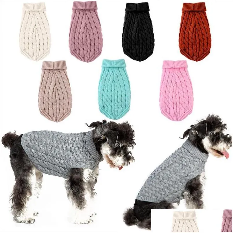 Cão vestuário dropship suéteres inverno malha jumper malhas roupas para animais de estimação filhote de cachorro gato colarinho suéter casacos para animais de estimação entrega entrega dhv1m