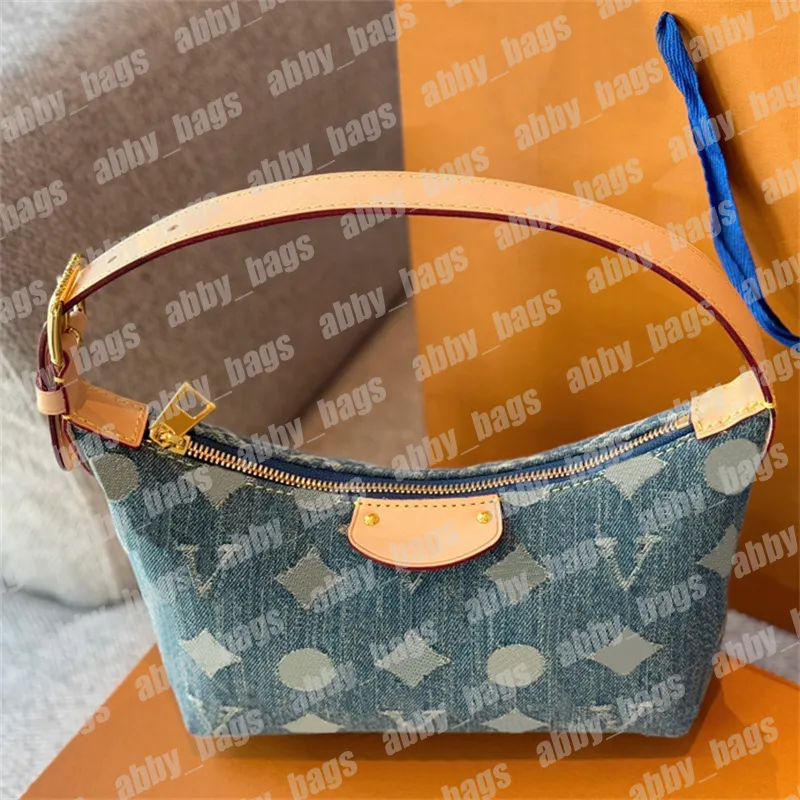 Women Designer Hobos Luxury Denim Bag Blue L Handbag Fashion Shoulder Bag Brand Female Purses Cowboy Underarm Package Cute Canteen Bag