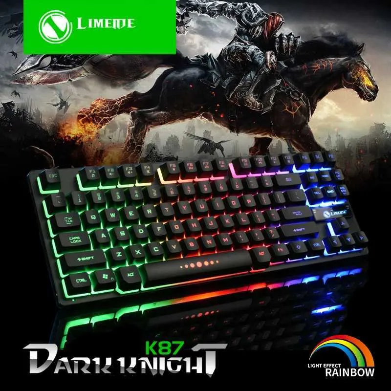 Teclados K87 Wired 87 teclas Mecânica Gamer Teclado Gaming Teclado RGB Retroiluminado para Desktop Pc Computador GamerL240105