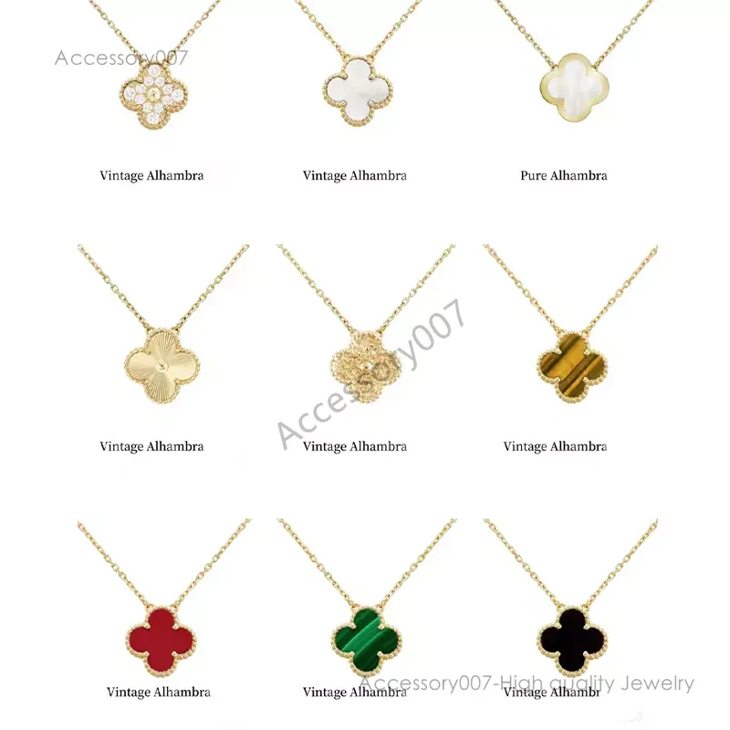 designer jewelry necklace Brand 15mm Clover Necklace Fashion Charm Single Flower Vans Cleef Necklace Luxury Diamond Agate 18k Gold Designer Necklace for Women