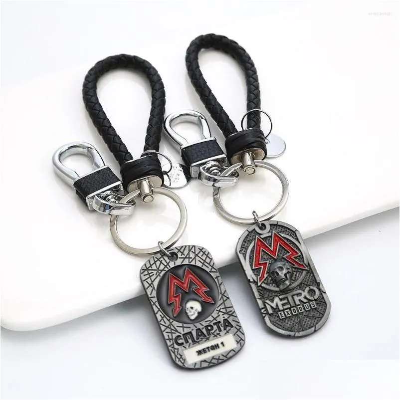 Portachiavi Cordini Portachiavi Gioco per PC Metro Exodus 2033 Portachiavi Dog Tag Ciondolo Portachiavi Uomo Auto Portachiavi in metallo Regali di fascino per Ki Dhbcc