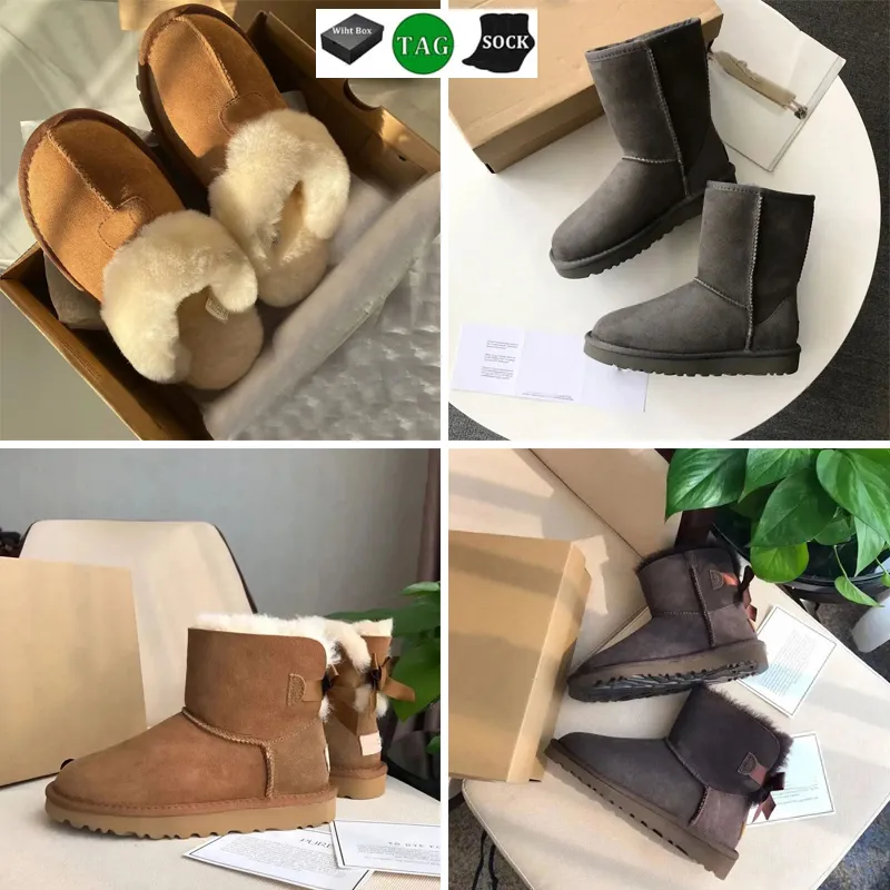 2024 Designer Snow UG Boots Australian Women Boot Tasman Bailey Dune Chestnut Winter Fur Snow Half Knee Short Lady Sheepskin Tazz Wool Integrated Glies Hair Slippers