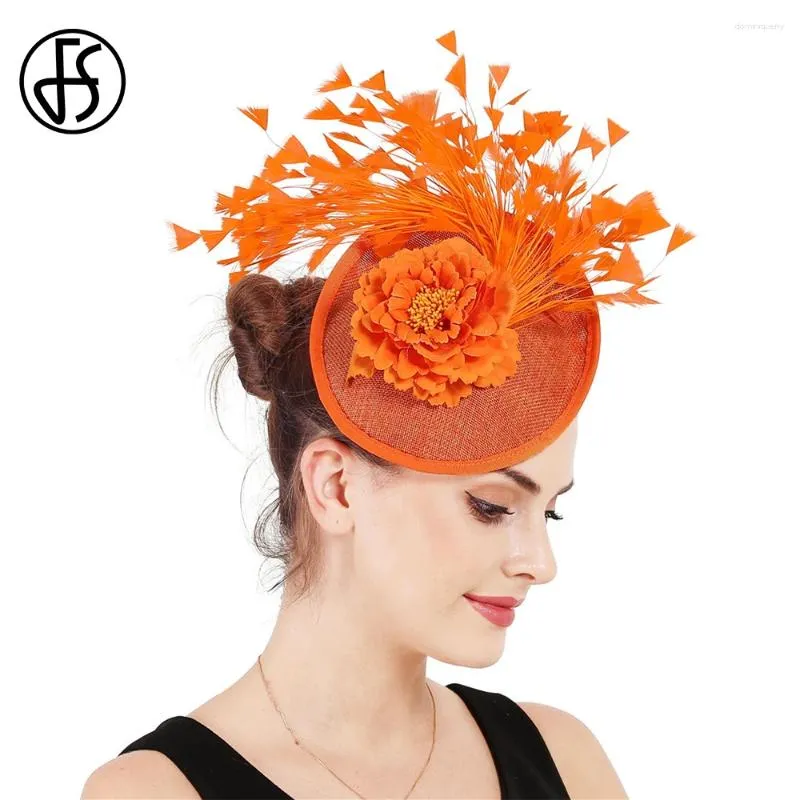 Bérets FS Fascinators Chapeau De Mariage De Mariée Fleur Élégant Pilulier Chapeaux Pour Femmes Cap Lady Cocktail Tea Party Fedoras