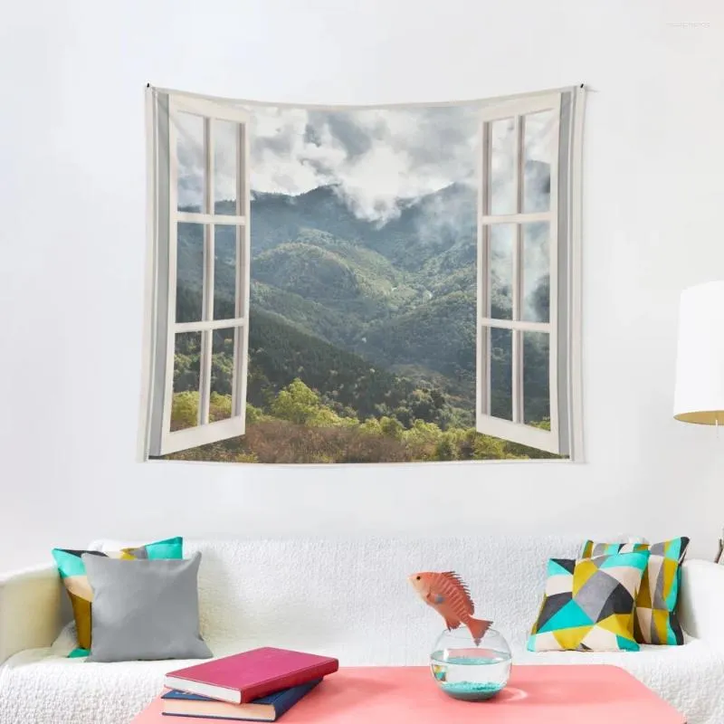 Wandtapijten Appalachian Mountains Window View Tapestry Muurschildering