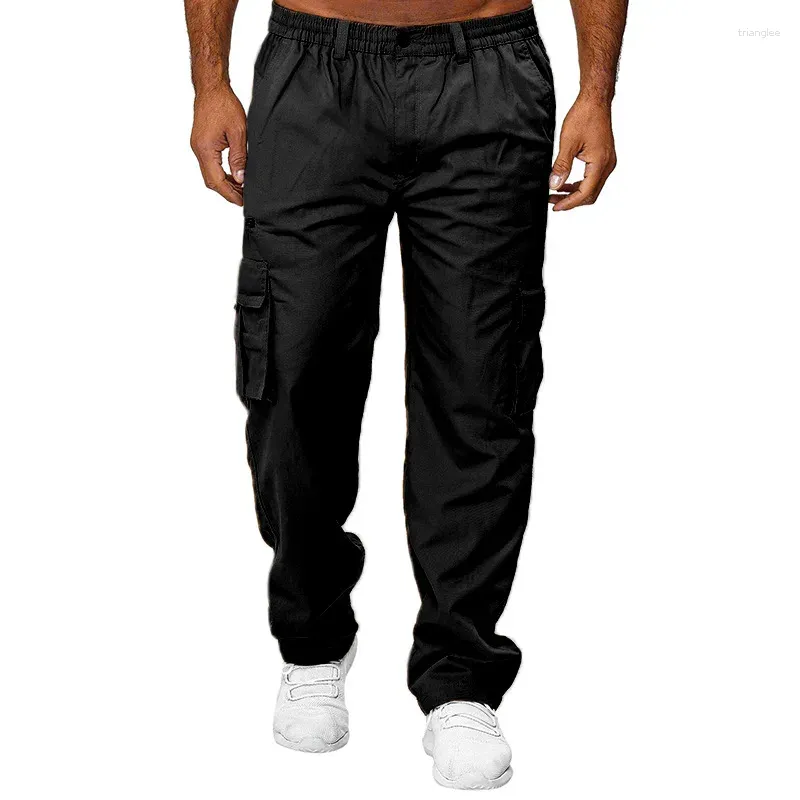 Männer Hosen Männer Casual Overalls Modische Multi-taschen Einfarbig Hosen Niedrige Taille Gerade Sport