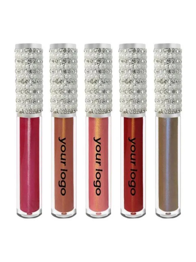 Lip Gloss 50pcslot Whole Bulk Pink Pearl Diamond Tube Pumping Lipgloss Private Label Custom Logo Vendors9110685