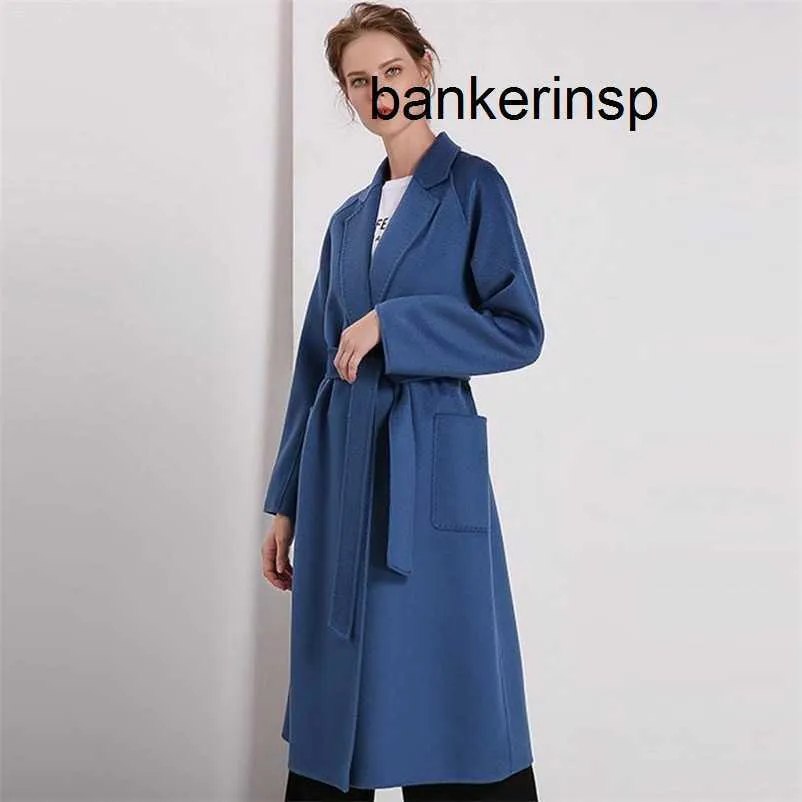 Cashmere Coat Maxmaras Labbro Coat 101801 Pure laine Waterwave face cachemire 2022 automne nouveau authentique haut de gamme costume col à lacets taille enveloppement chaud tendance