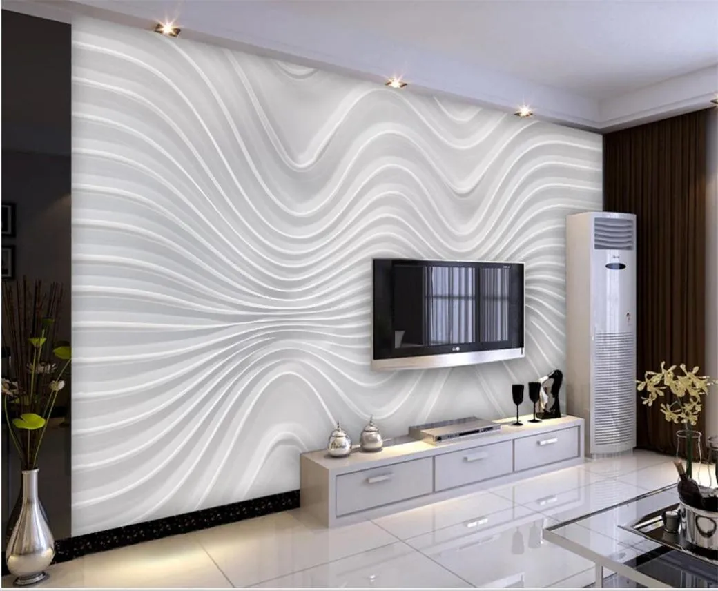 Nowoczesne minimalistyczne trójwymiarowe abstrakcyjne krzywa tapety TV Tła ściana 3D stereoskopowa tapeta 4580523