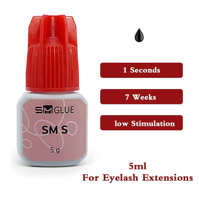 Pennelli HS SM S Colla Estensioni ciglia 5 ml 1 secondo 7 settimane Strumenti per trucco originale coreano Bellezza Salute Negozio professionale Adesivo Cappuccio rosso