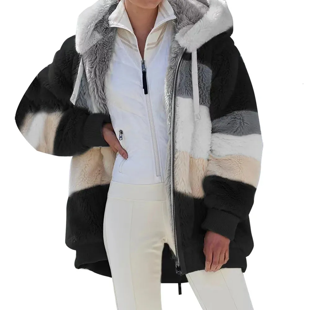 Zimowy płaszcz Kobieta w dół 2023 z kapturem zamek błyskawiczny panie splatane kaszmirowe kaszmirowe kobiety zszywające płaszcze w kratę 240109