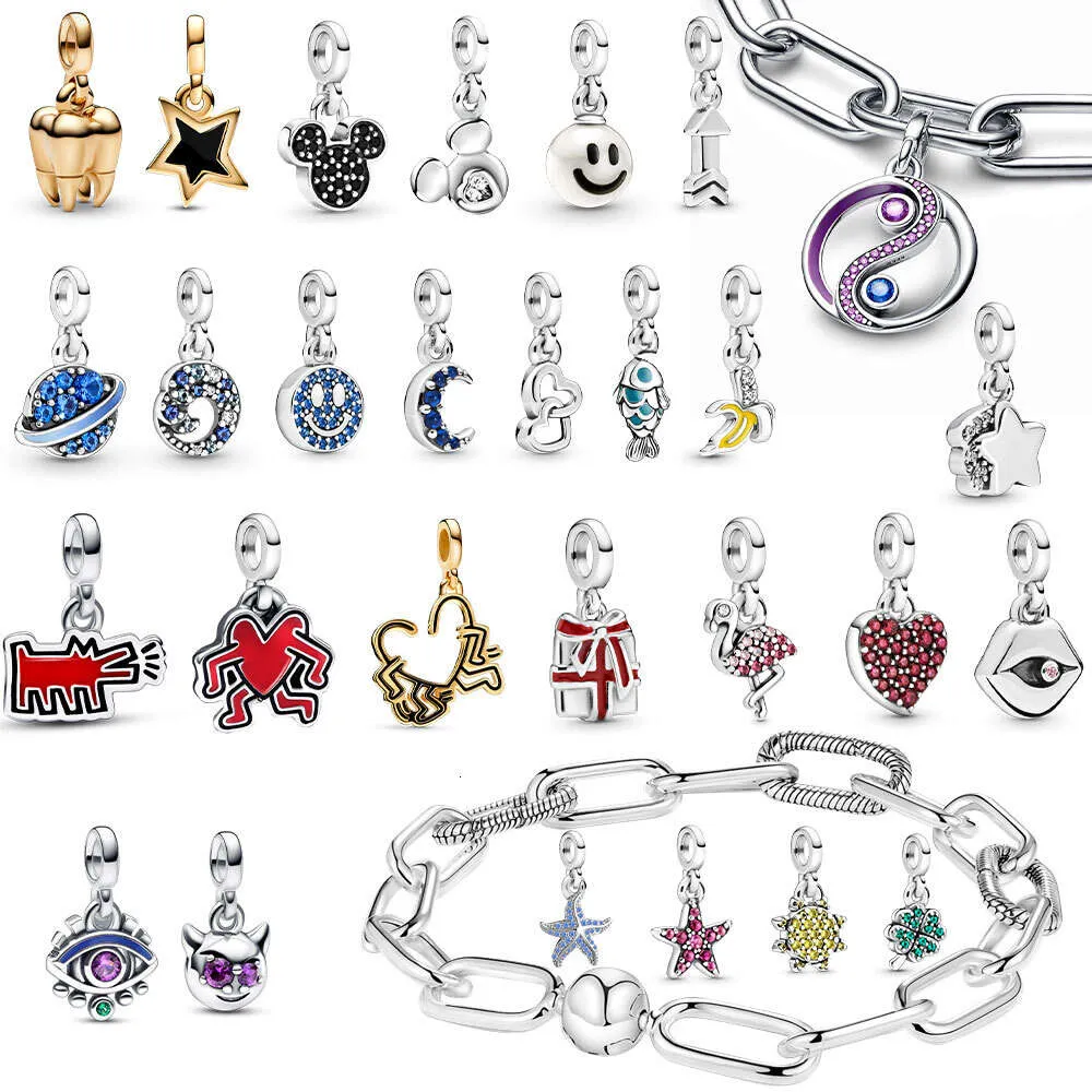 Sterling Sier petit charme été pendentif Fit Me Bracelet cerceaux boucle d'oreille pour les femmes bricolage mode étoile amour bijoux