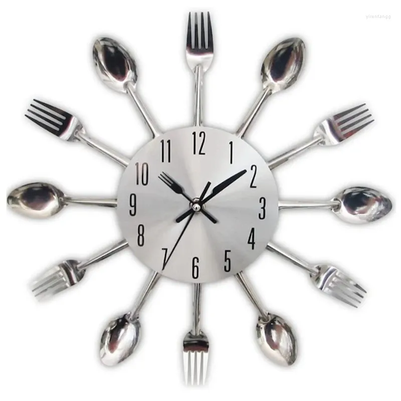 Wall Clocks Kitchen Clock 3D Removable Modern Creative Cutlery Spoon Fork Sticker Room Decoration