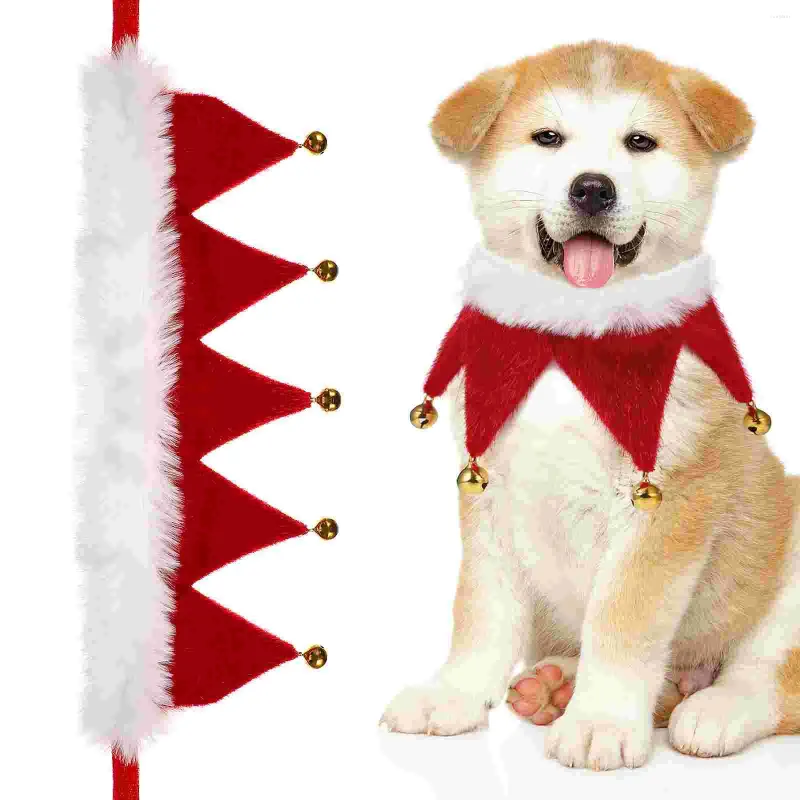 Hundkläder Jul Pet Scarf Bandana med Bells Neckerchief Cat Triangle Neck Costume Party Accessory (Size S)