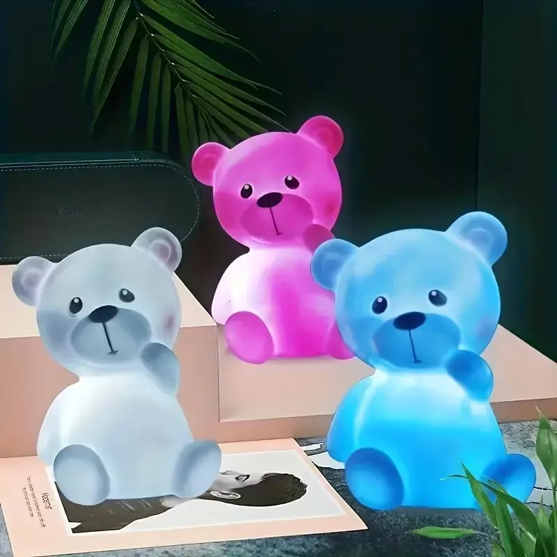 1pc mignon dessin animé ours veilleuse, lampe d'ornements décoratifs de bureau, cadeaux de noël d'anniversaire pour garçons, filles, lumière animale mignonne, pour la décoration de la chambre