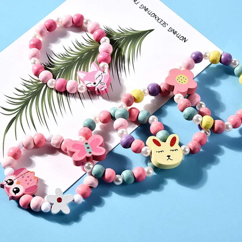 Stijlvolle Kids Cartoon Creatieve Kleurrijke Dierlijke Vorm Armband Ketting Sieraden Set voor Kinderen stijl