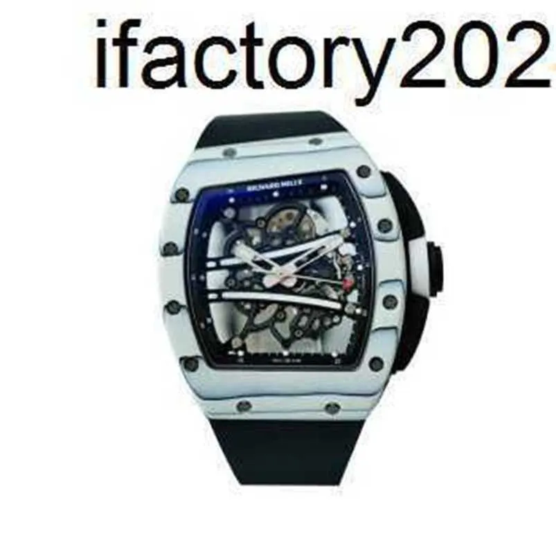 Top ZF Factory RicharsMiller Tourbillon boîtier en Fiber de carbone RM 61-01 automatique mécanique changement arrière blanc montre de luxe M7FDM7FDM7FD