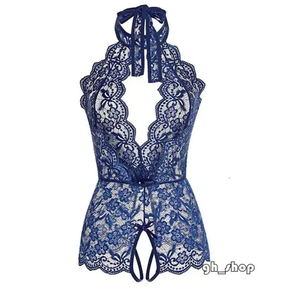 Lingerie Women's Sleepwear Women Deep V Open Erotic Lingerie Lace Transparent Bra Set Sexy Costumes Crotchless Bodysuit Female Underwear 6754