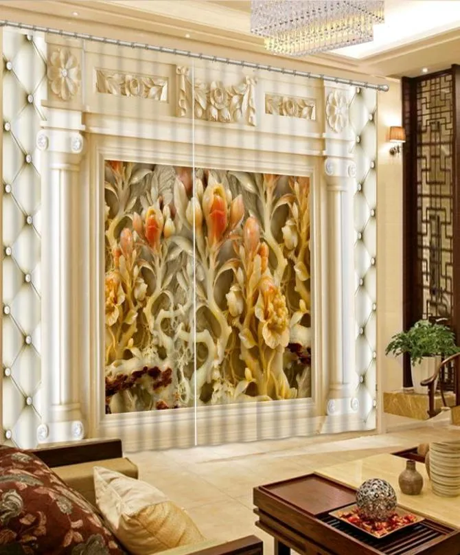 Европейский стиль 3D шторы на заказ ювелирный узор оконная занавеска для гостиной затемненная занавеска8329085