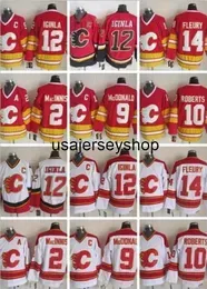 Hockey Jersey Men 12 Jarome Iginla 2 Al Macinnis 9 Lanny McDonald 10 Roberts Vintage CCM Stitched