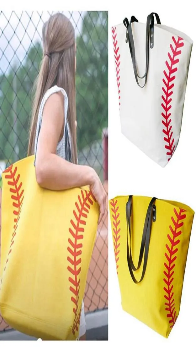 18style Baseball Bag Tote Canvas Handbags Softball Football Shoulder Bag Basketball Print Bags Cotton Sports Tote Soccer Handbag G3869295