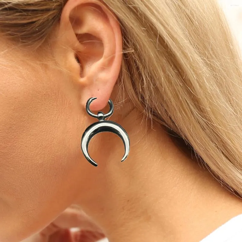 Orecchini pendenti con ciondolo a forma di luna, orecchini pendenti in acciaio inossidabile per donna, uomo, gioielli di moda, cerchi rotondi, piercing