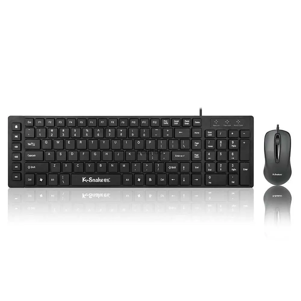 Claviers Clavier et souris filaires Combo clavier d'ordinateur pleine taille avec souris filaire optique pour Windows Mac OS ordinateur de bureau PCL240105