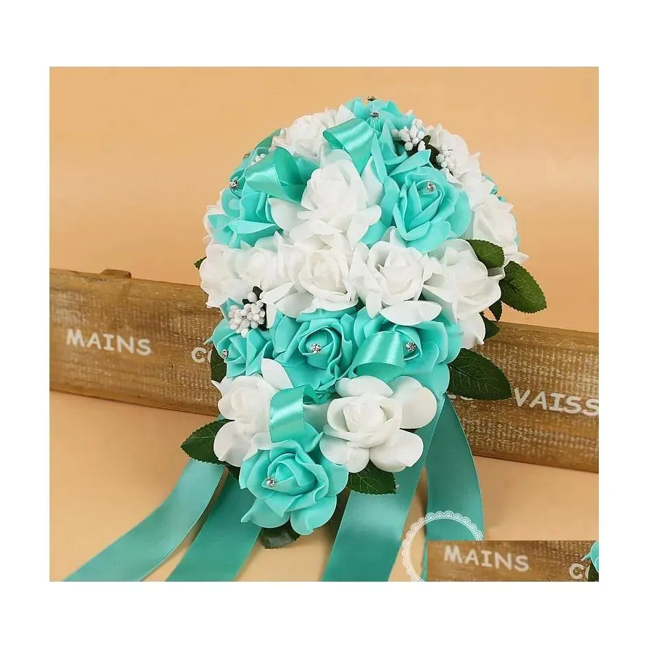 Flowers Wedding Flowers Beautif Bridal Bouquets With Handmade Artificial Supplies Bride Holding Brooch Bouquet Drop Delivery Party Events