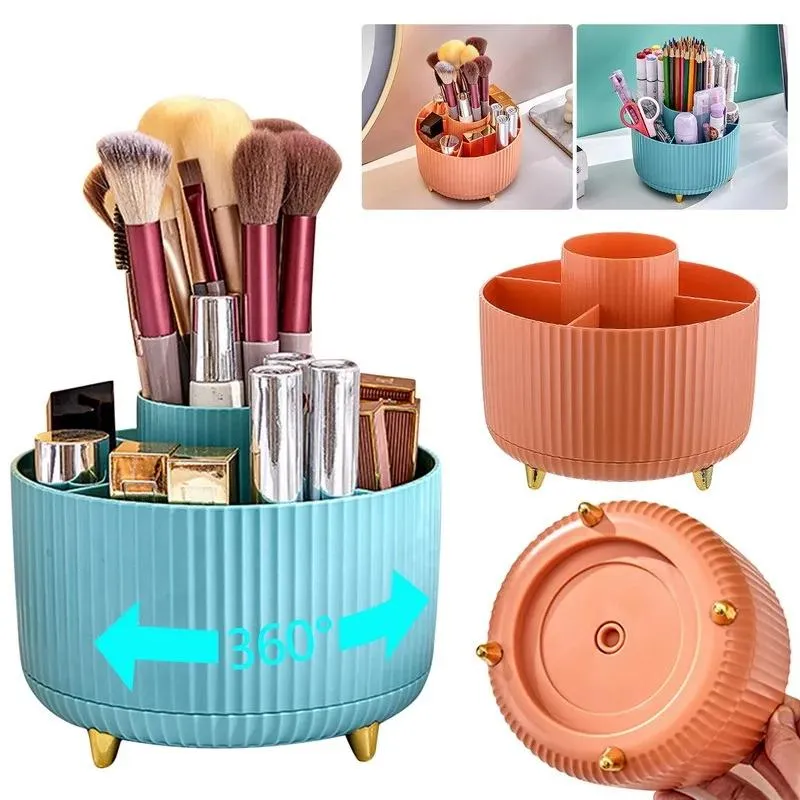 Pinsel Make -up -Bürstenbehälter 360 ° Rotatable Rundbürstenhalter Make -up Tisch Organizer Kosmetische Bürsten Organizer Speicher für Make -up