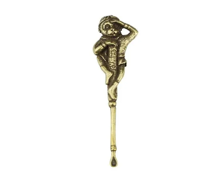 Bonito material de bronze bronze macaco earpick dab dabber acessórios para fumar colher de metal ferramentas de cera colher narguilé shisha diy pendan4176832