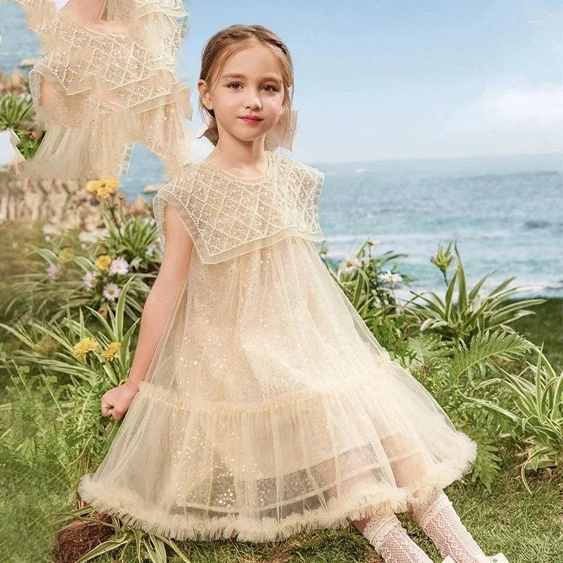 Robes de fille fleur filles princesse paillettes bébé mariage fête de noël robe de traînée adolescent enfants enfants robes élégantes pour 2-10 ans