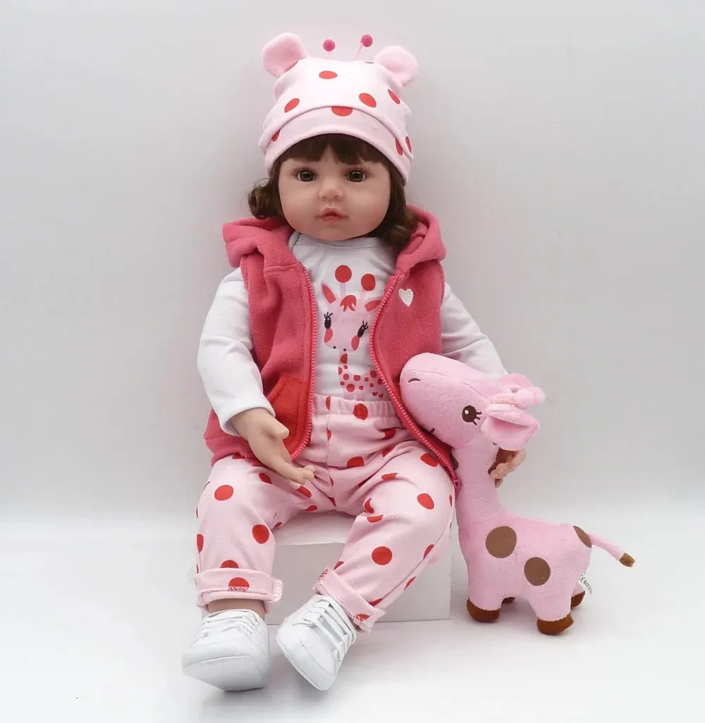 48/60cm Simulering Baby Doll Tyg Body Reborn Doll Babies Toy for Girls Toddler Blue Reborn Birthday Pese 240108