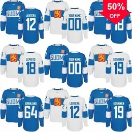 Mag MitNess 2016 World Cup of Hockey Finland Team Jersey 12 Jori Lehtera 18 Sami Lepisto 19 Mikko Koskinen 64 Mikael Granlund Custom Hockey Jerseys