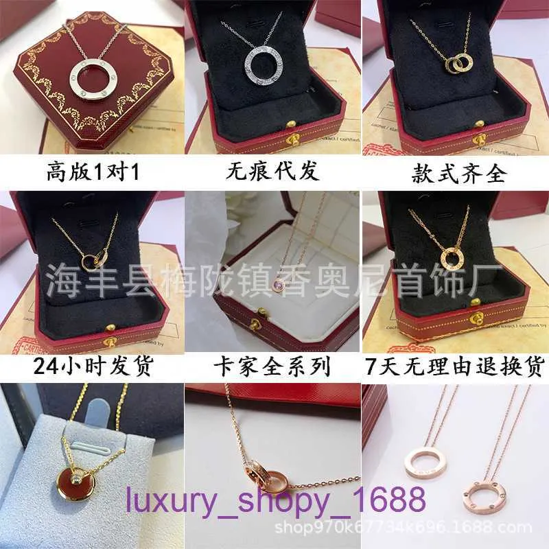 Car tires's Necklace for women and men online store High quality necklace circular cake double ring full diamond series jewelry amulet With Original Box