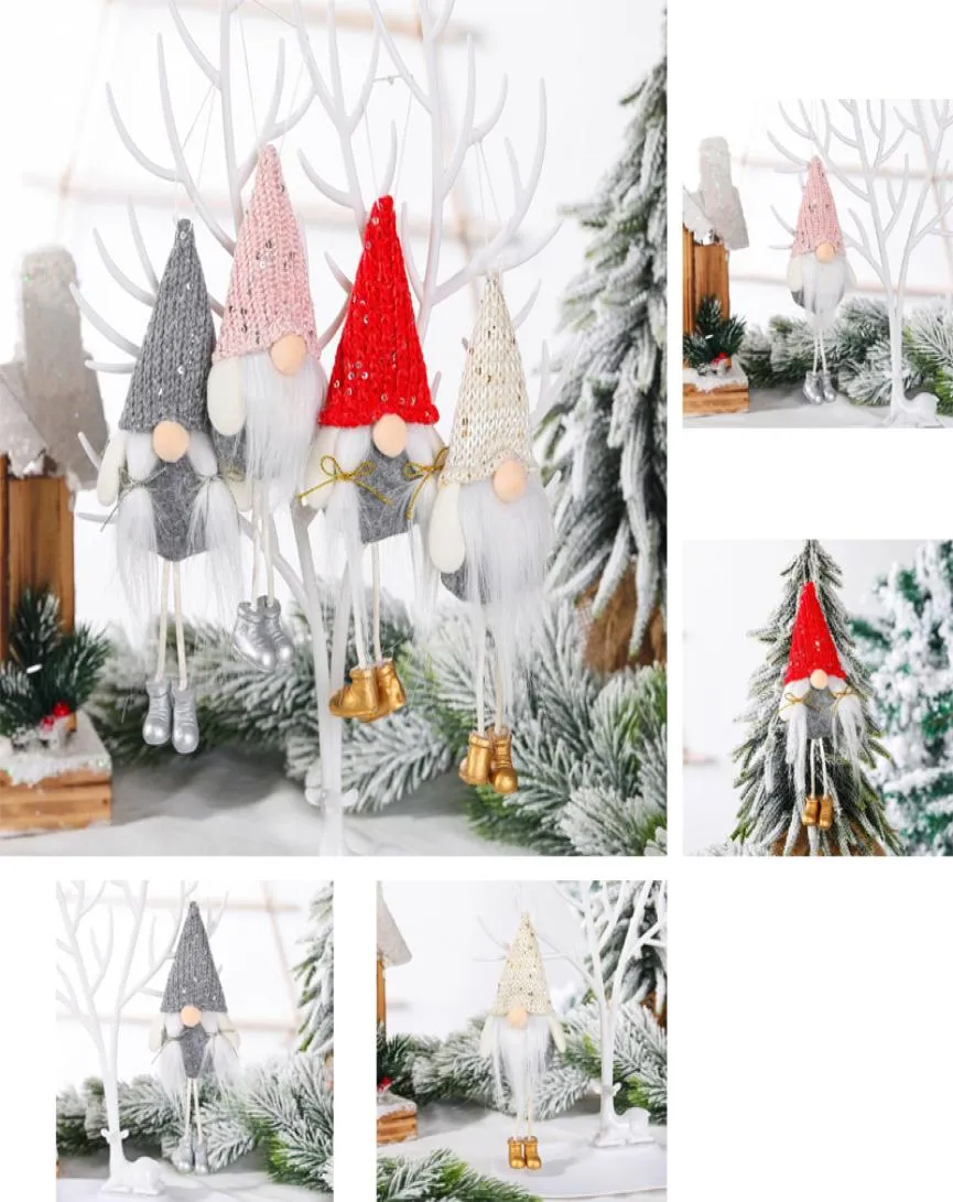 クリスマスオーナメントニットぬいぐるみのノーム人形の木の壁吊りペンダントホリデー装飾ギフトツリーデコレーション6135068