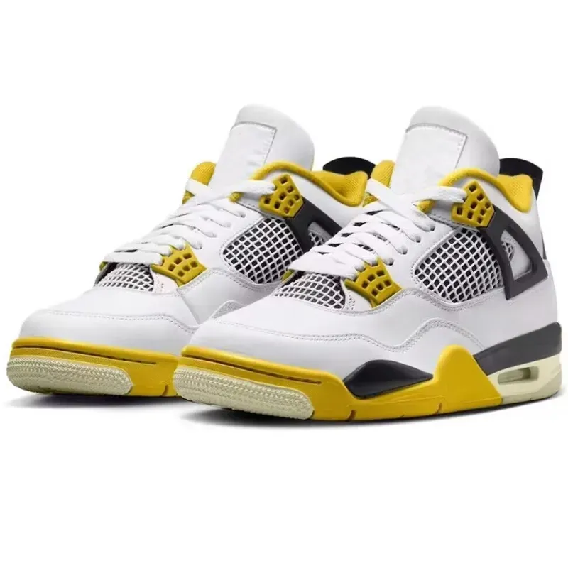 Jordan JORDAN 4 RETRO UNISEX - Zapatillas de baloncesto - black/white/tour  yellow/negro 