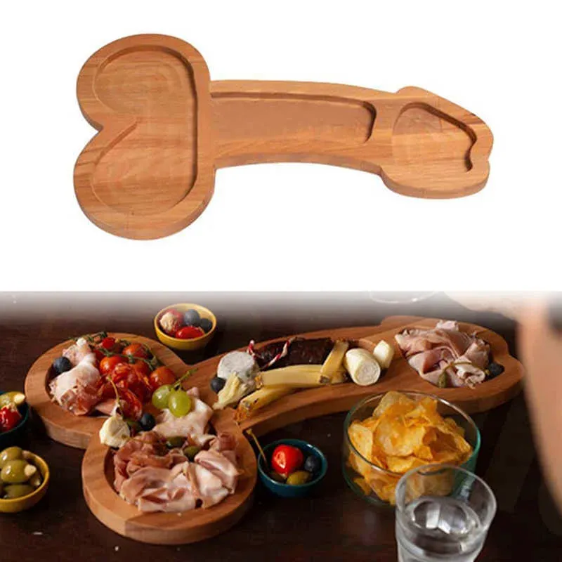 Dishes Plates Wooden Cheese Board Serving Tray Dick-shaped Snacks Sausages Cakes Aperitif Charcuterie Food for Gifts Y2303 LL