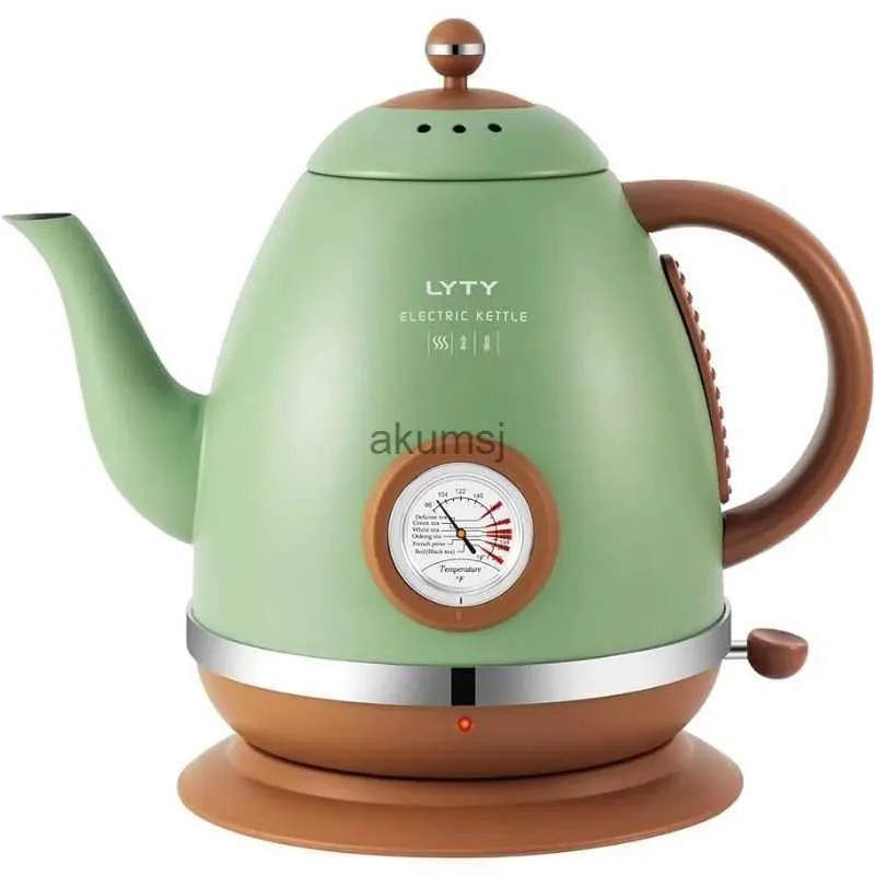 Electric Kettles Electric Kettle with Thermometer Stainless Steel 1.5L 1000W Gooseneck Pour Over Coffee Tea Kettle Hot Water Boiler Heater YQ240109