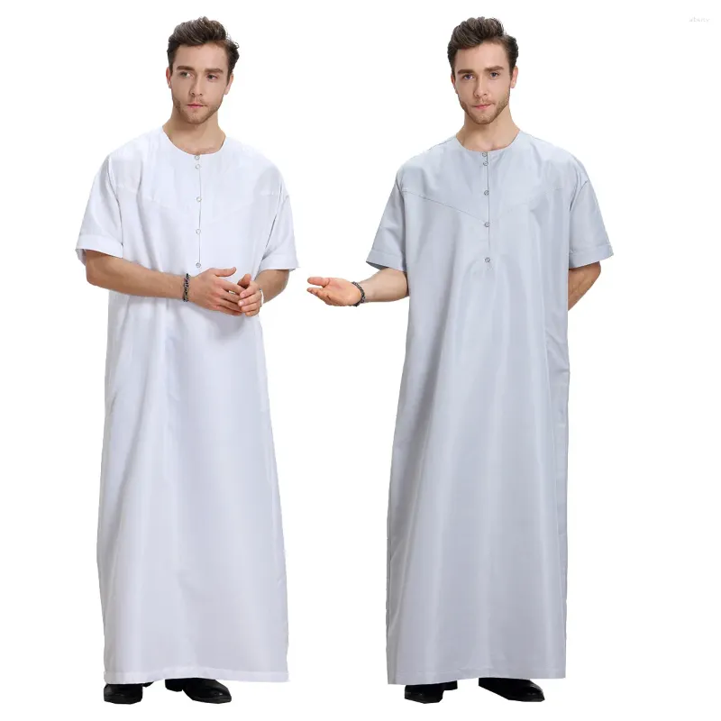 Etniska kläder sommaren Abayas Eid Musulman de Mode Homme Man Abaya Muslim Dress Robe Saudiarabien Kleding Mannen Kaftan Oman Islam