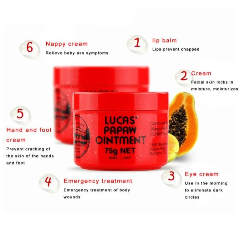 Maquillage de beauté Lucas Papaw Pommade Baume à lèvres Australie Papaye Crèmes hydratantes 75g Pommades Produits de maquillage de beauté Soins quotidiens6651723