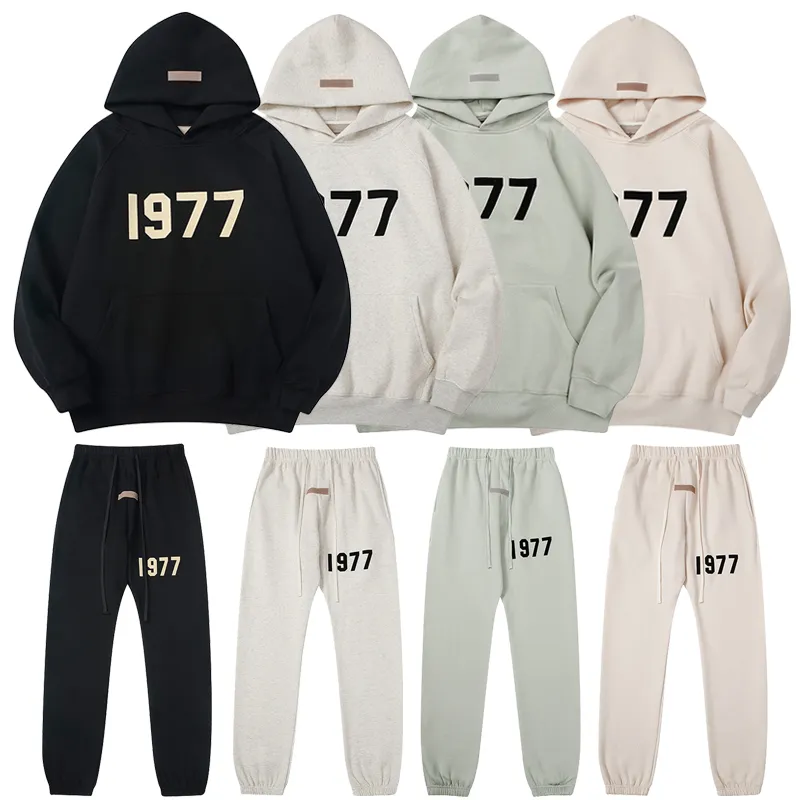 1977 Hoodies Essentialshoodie Homens Hooddie Essentialsweatshirts Carta Impressa Pulôver Moletons Designer Ess Hoodie Top Quality UE Tamanho S-XL