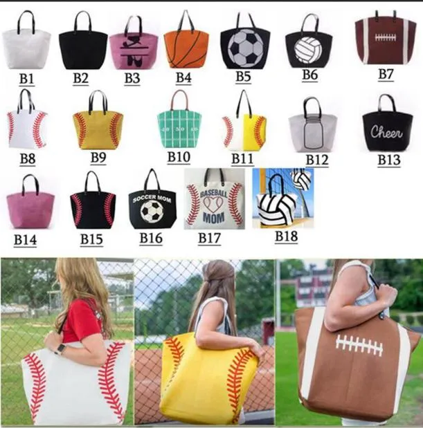 18 -stylowa torba baseballowa TOTE Canvas torebki softball piłka nożna torba na ramię w koszykówkę torby z nadrukiem bawełny sport
