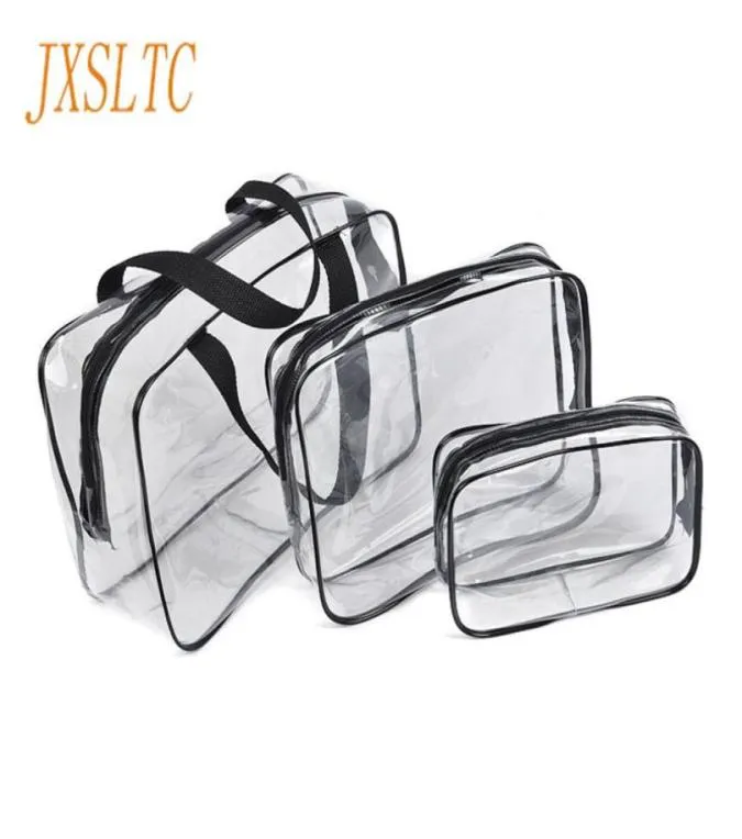 JXSLTC Modna Transparent Travel Organizator etui torba Letter Makeup Tasjes Śliczna torba kosmetyczna Kobiet Makeup Torebki7910715