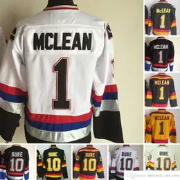 1980 Movie Vintage Hockey 1 Kirk Mclean Jerseys CCM Embroidery 10 Pavel Bure Jersey Black Yellow White