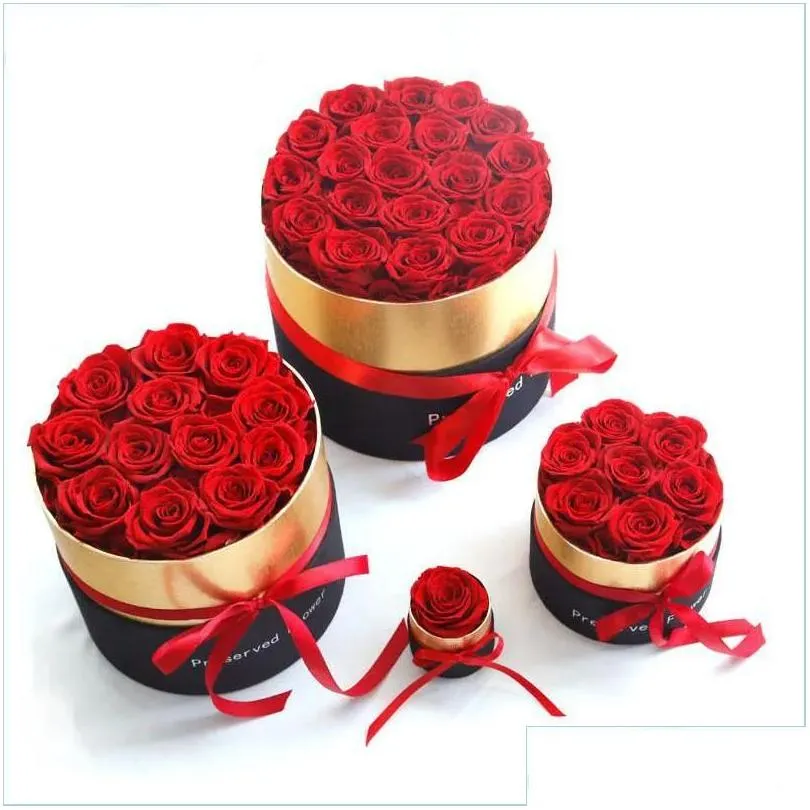 Decorative Flowers Wreaths Eternal Rose In Box Preserved Real With Set The Mothers Day Gift Romantic Valentines Gifts Drop Deliver Dh017